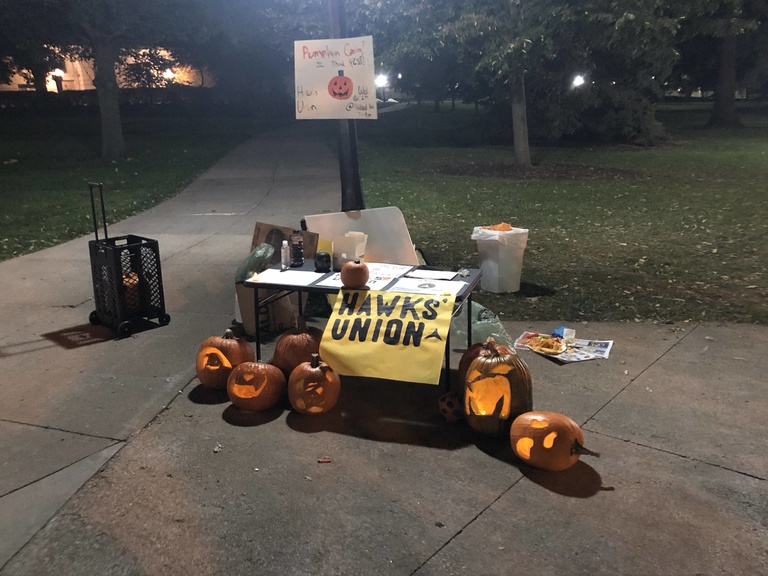 Pumpkins and Table